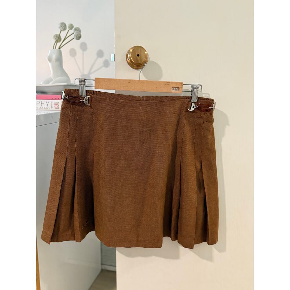 Vintage Ellesse Brown Pleated Tennis Mini Skirt | Size 14 Y2K Tenniscore ✨